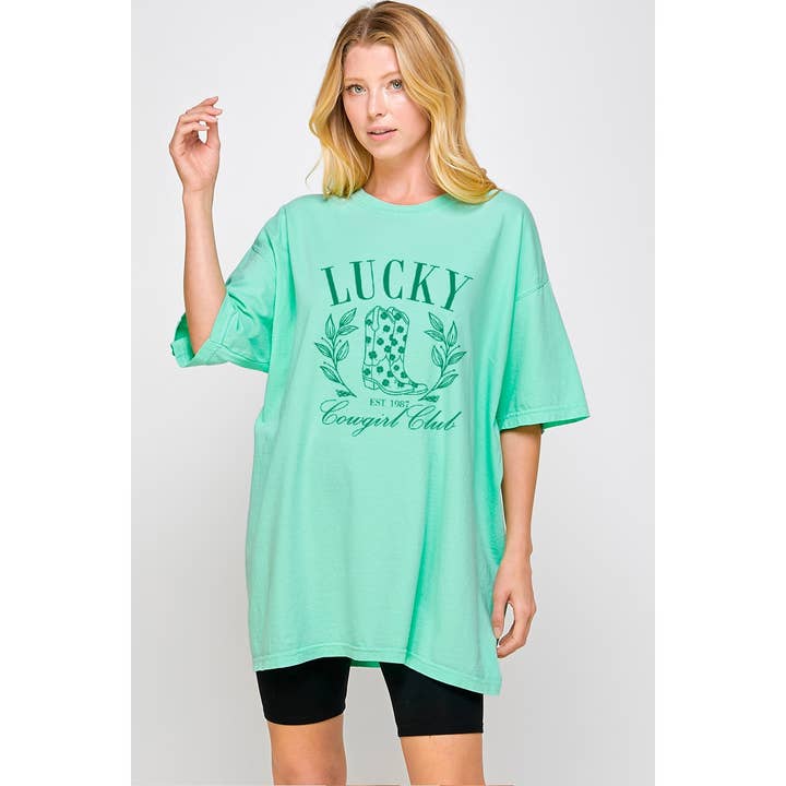 Illustrated Society - Wholesale Screen Printed T-Shirt - Women's - LUCKY VINTAGE GRAPHIC OVERSIZED TEE