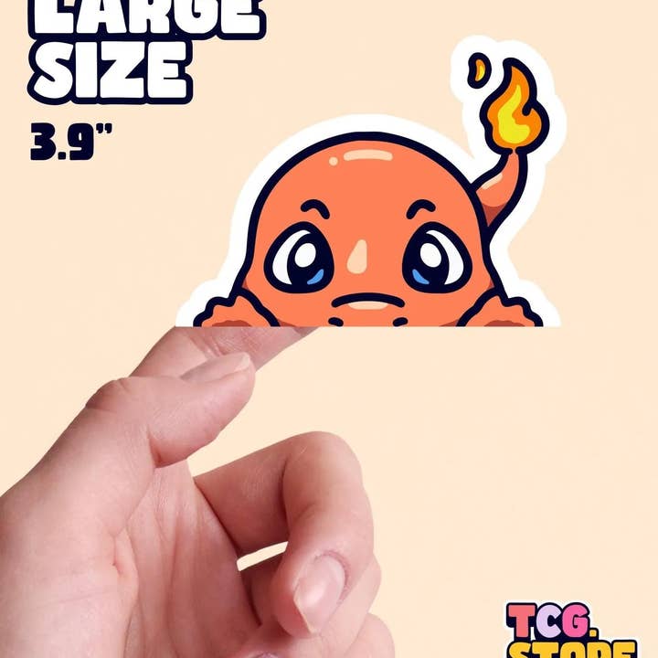 TCG.Store - TCGDOTSTORE - Wholesale Sticker - Charmander Peeking Pokémon Sticker2
