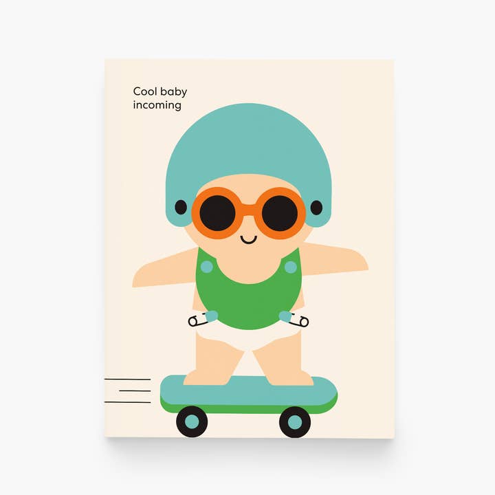 Carte Bébé Skateboard – Carte de Félicitations Amusante pour Nouveau-né pour la vente par paper&stuff