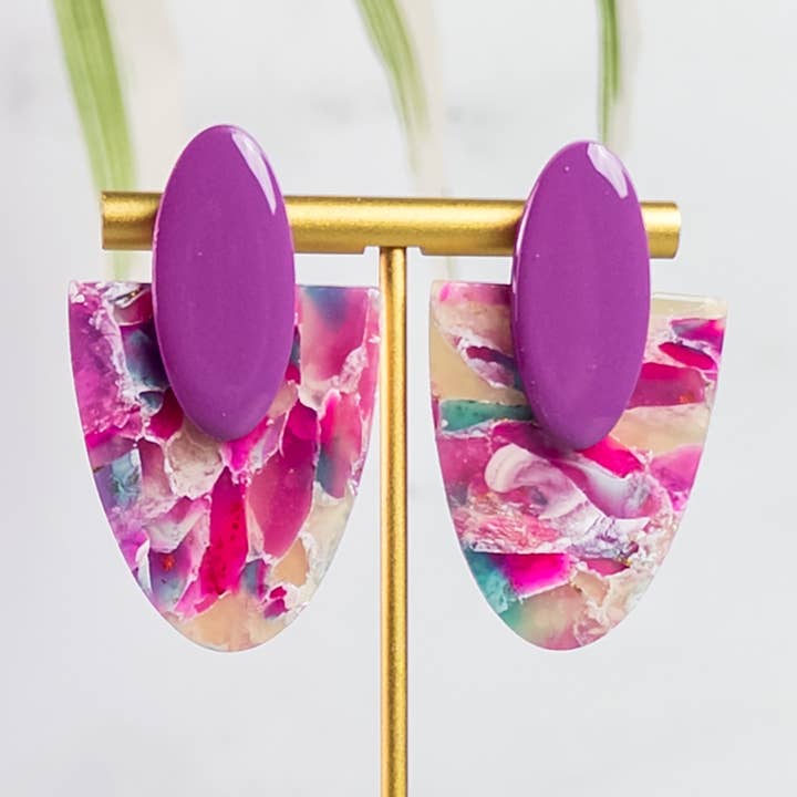 Nadine Clay Statement Stud Earrings for wholesale by Stunning Statements