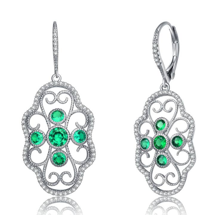 Boucles d'oreilles en argent sterling avec zircone cubique (5679) pour la vente par Genevive