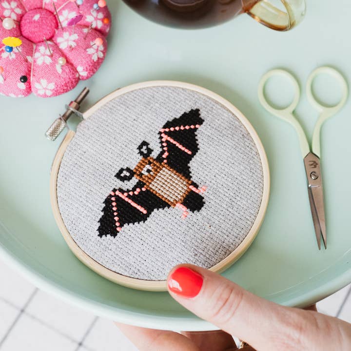 Cotton Clara Craft Kits & Supplies - Wholesale DIY craft kit - Bat Cross Stitch Kit for Beginners1