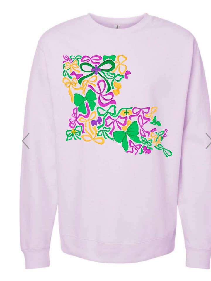 Mardi Gras Louisiana Bow Sweatshirt for wholesale by HG Press Co
