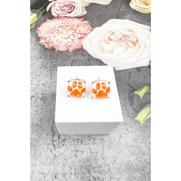 JHP Collection - Wholesale Stud/Post Earrings - DOG PAW PRINT CUSHION CUT EPOXY STUD EARRING4