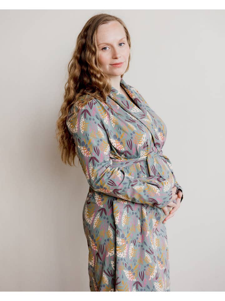 Organic Cotton Women’s Lounge Robe in Whimsy for wholesale on Faire