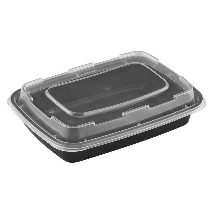 ProTakeOut - Wholesale Food Storage Container - ProTakeOut, 42 oz Shallow Microwaveable Food Containers with Lids – 150 Sets | BPA-Free, Reusable & Leak-Resistant Plastic Containers | Microwave & Freezer Safe | Ideal for Meal Prep & Take-Out