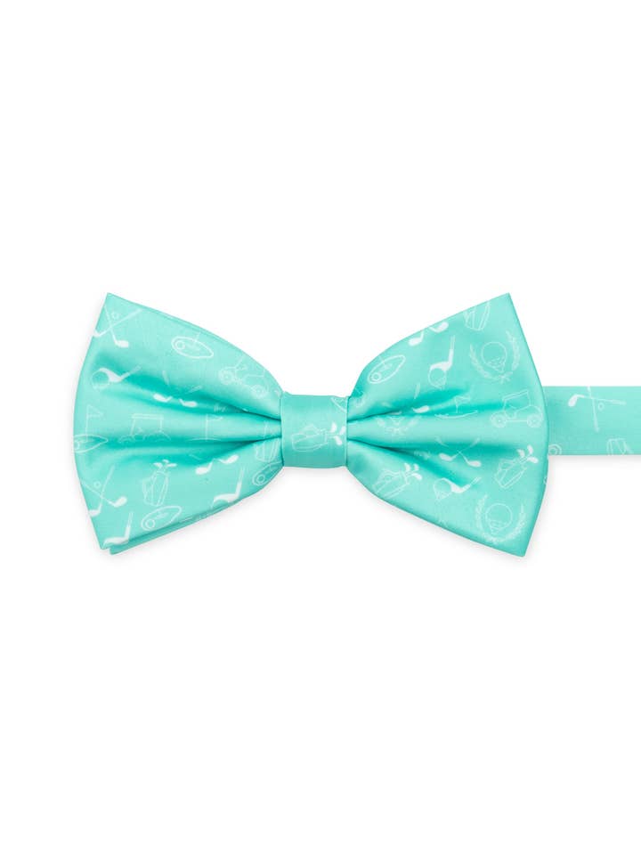 PREORDER Spring 2026 - Golf Icons Turquoise Blue Pre-tied Bowtie for wholesale by Tripp's Ties