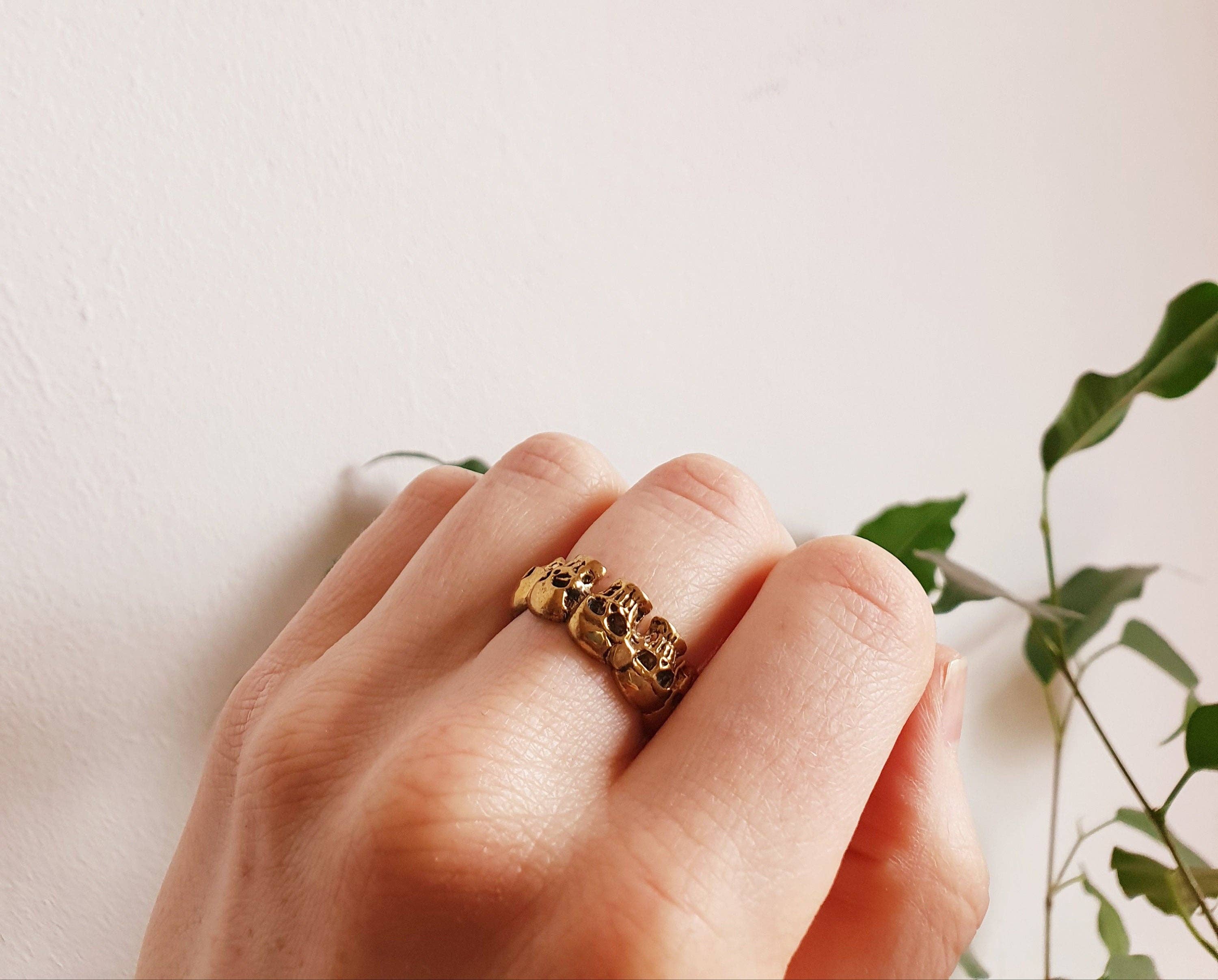 Kaali Boutique - Wholesale Band/Stacked Ring - Skulls Brass Ring / Punk / Steampunk / Goth / Rock n Roll / Boho /  Bohemian / Rustic / Tribal / Gypsy / Festival / Festival / Heavy Metal2