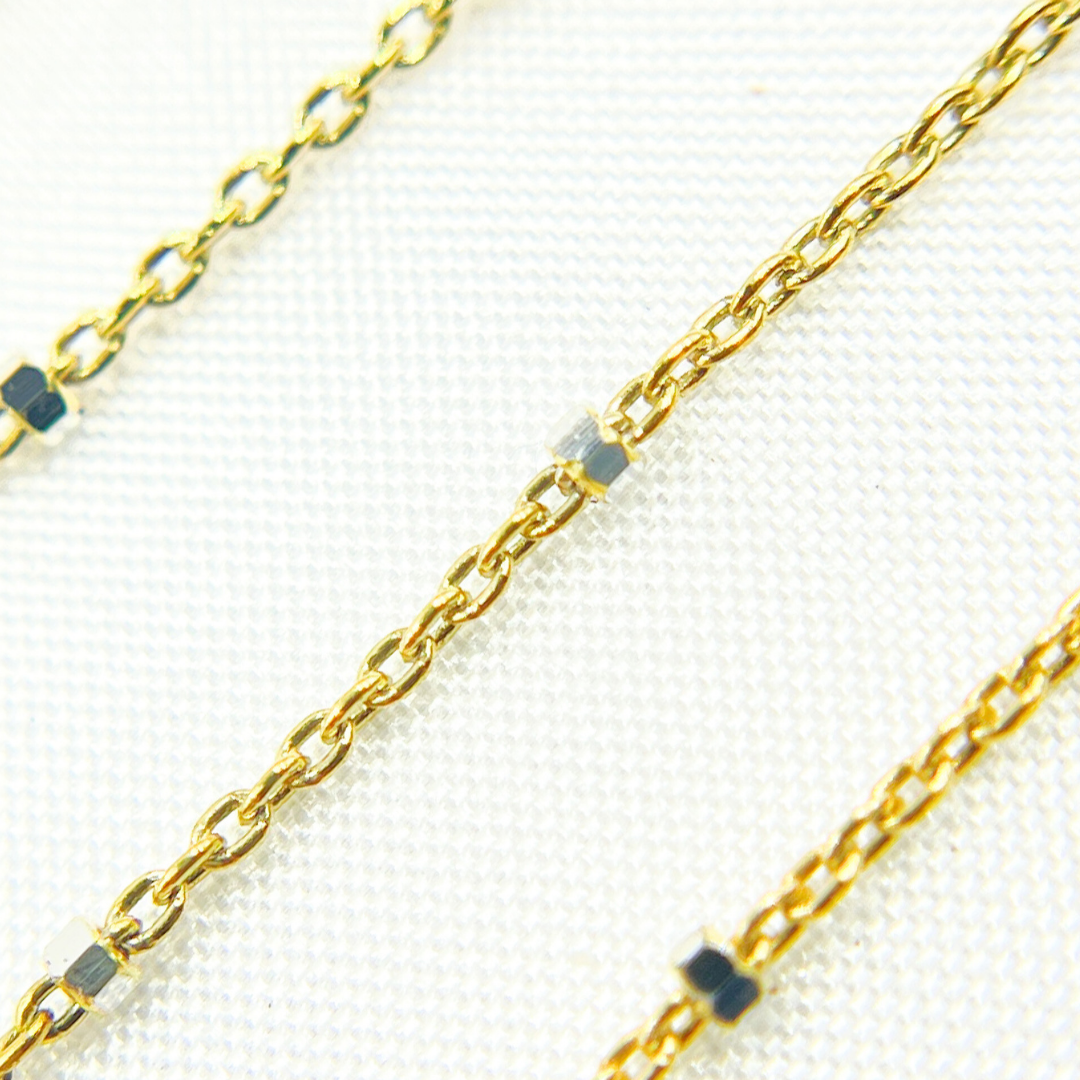 Z36GS1. Gold Plated 925 Sterling Silver Satellite Cube Chain for wholesale on Faire2