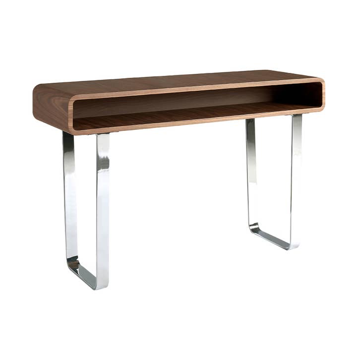 Consola de madera chapada en nogal sobre patas de acero para venta al por mayor de ANGEL CERDA