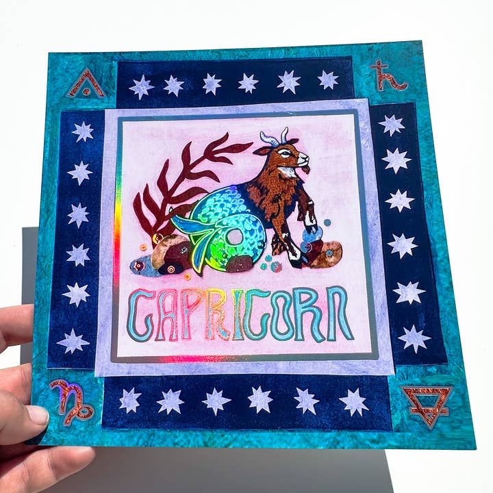 Foil zodiac print- Capricorn for wholesale by Guided Hand Studio