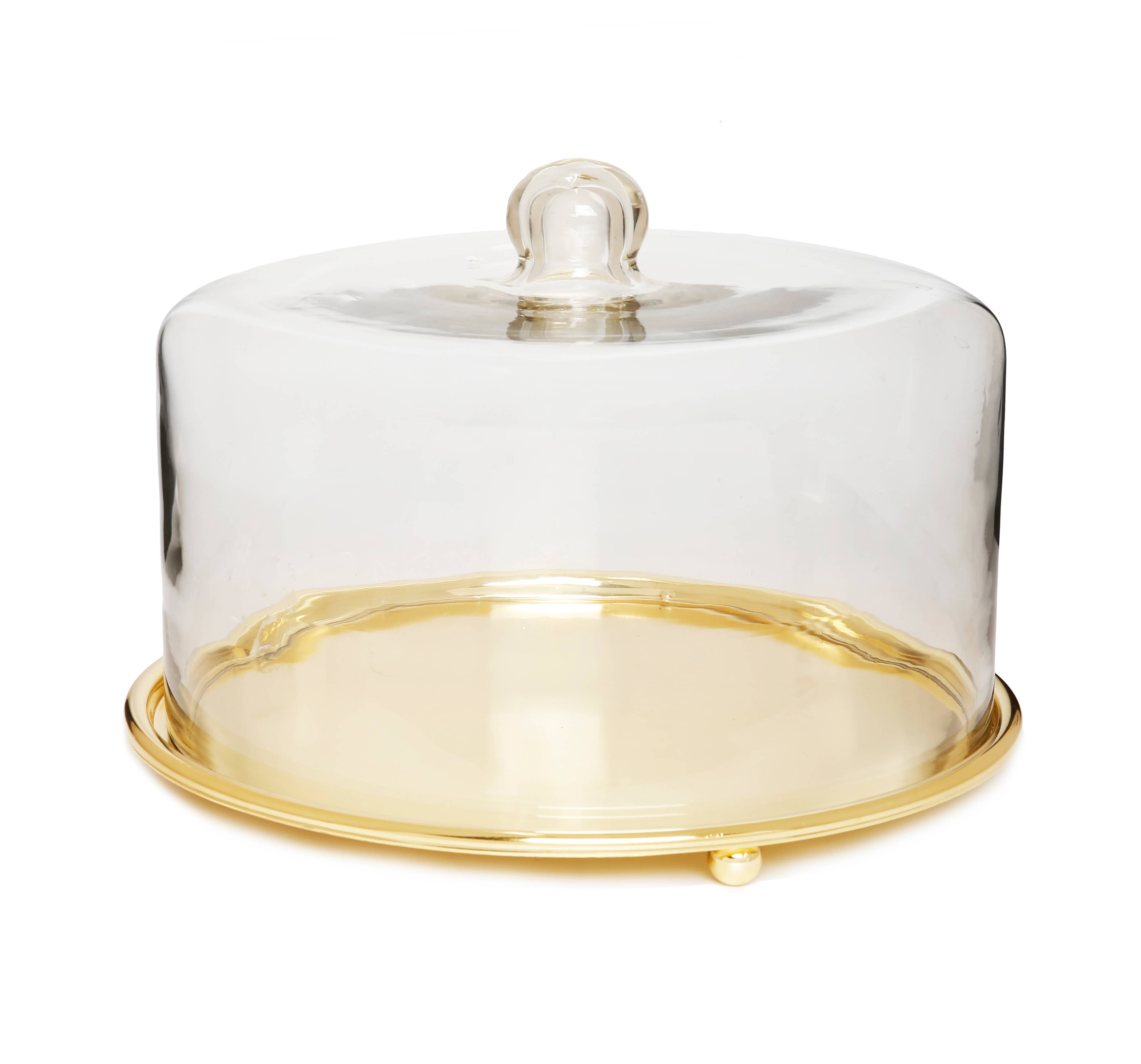 CLASSIC TOUCH DECOR INC. – Engroshandel Kagestativ – Hamret Guld Cake Plate Med Glas Dome
