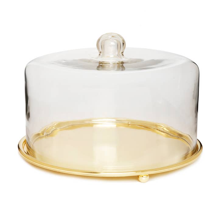 CLASSIC TOUCH DECOR INC. - Wholesale Cake Stand - Hammered Gold Cake Plate With Glass Dome