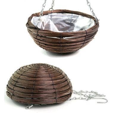 Buhi Imports - Wholesale Hanging Planter - Woodchip Strip Hanging Basket - Stained
