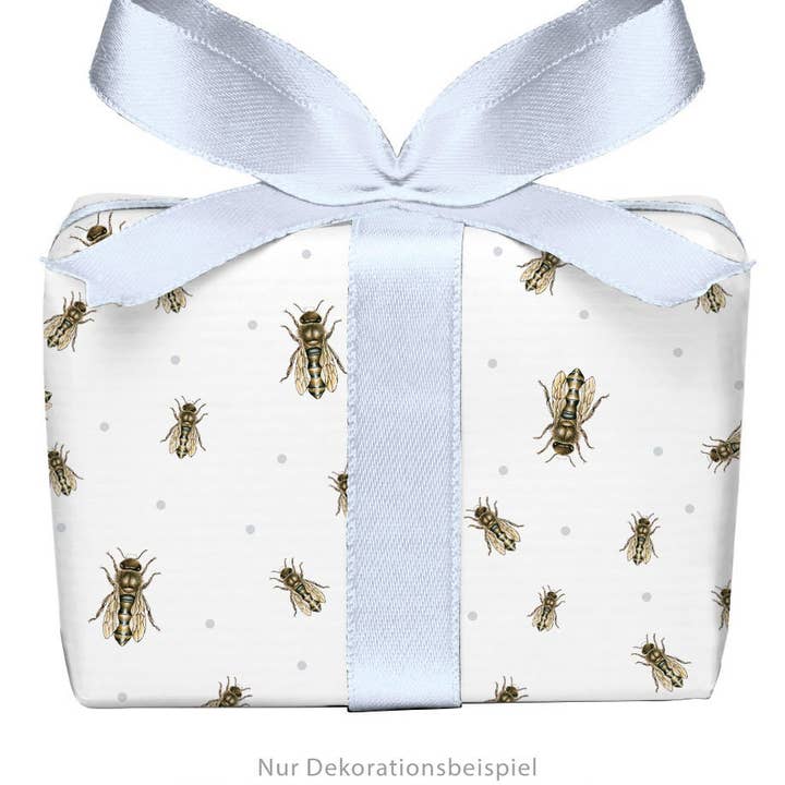 3er Set (3 Bögen) Geschenkpapier BIENE WEIß gedruckt auf PEF für den Großhandel von fioniony®