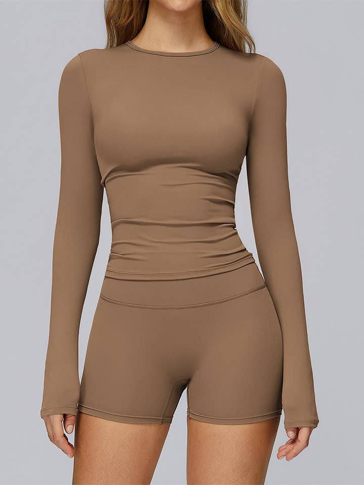 Athletic Wear with Long Sleeve Slim Fit T-Shirt and Short for wholesale by Crave by FW