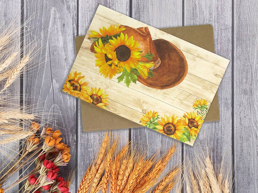 Tiny Mills - Wholesale Everyday Greeting Card - Sunflower Cowboy Western - 36 Pack Assorted Greeting Card4