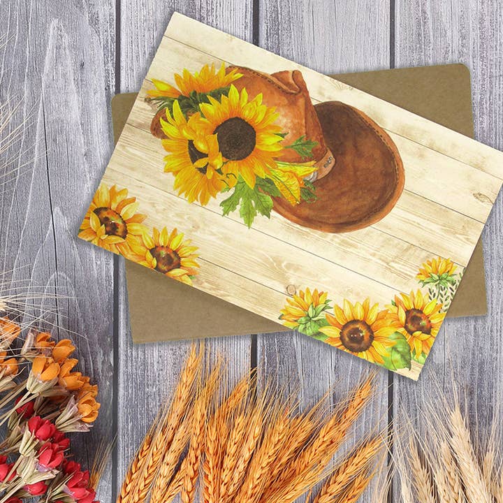 Tiny Mills - Wholesale Everyday Greeting Card - Sunflower Cowboy Western - 36 Pack Assorted Greeting Card4