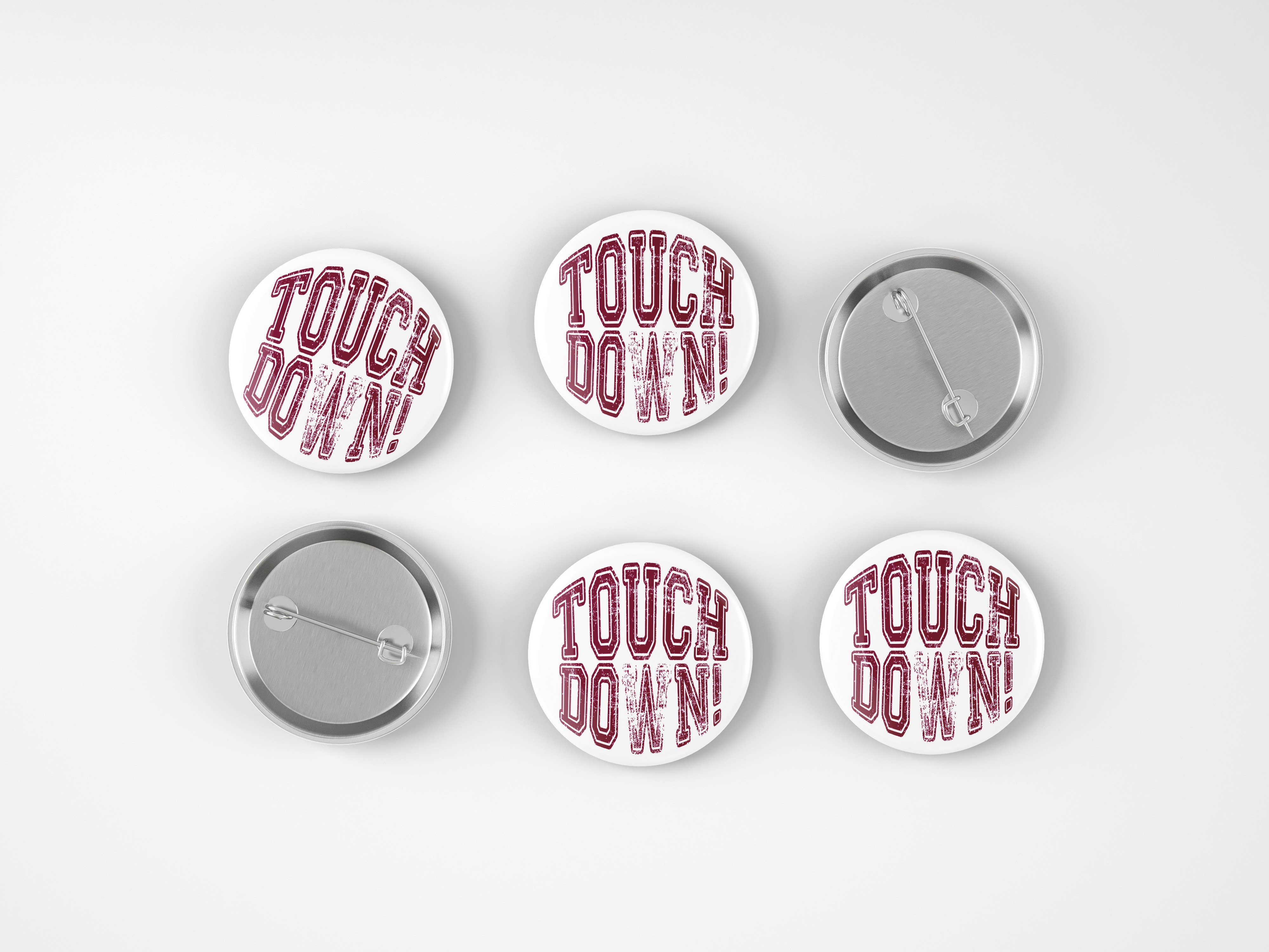 Cute As A Button - Wholesale Lapel Pin/Button - Maroon Touchdown Gameday Button3