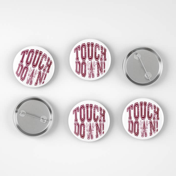 Cute As A Button - Wholesale Lapel Pin/Button - Maroon Touchdown Gameday Button3