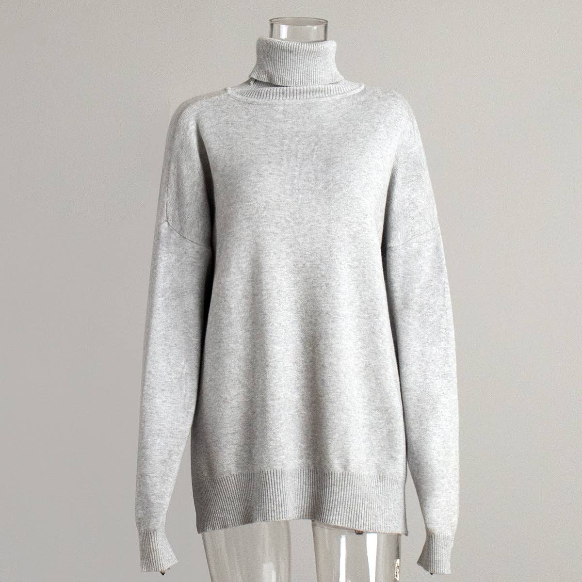Marayn - Wholesale Tunic Sweater - Women's - 2025 AutumnWinter Chic Loose Knit Turtleneck Sweater1