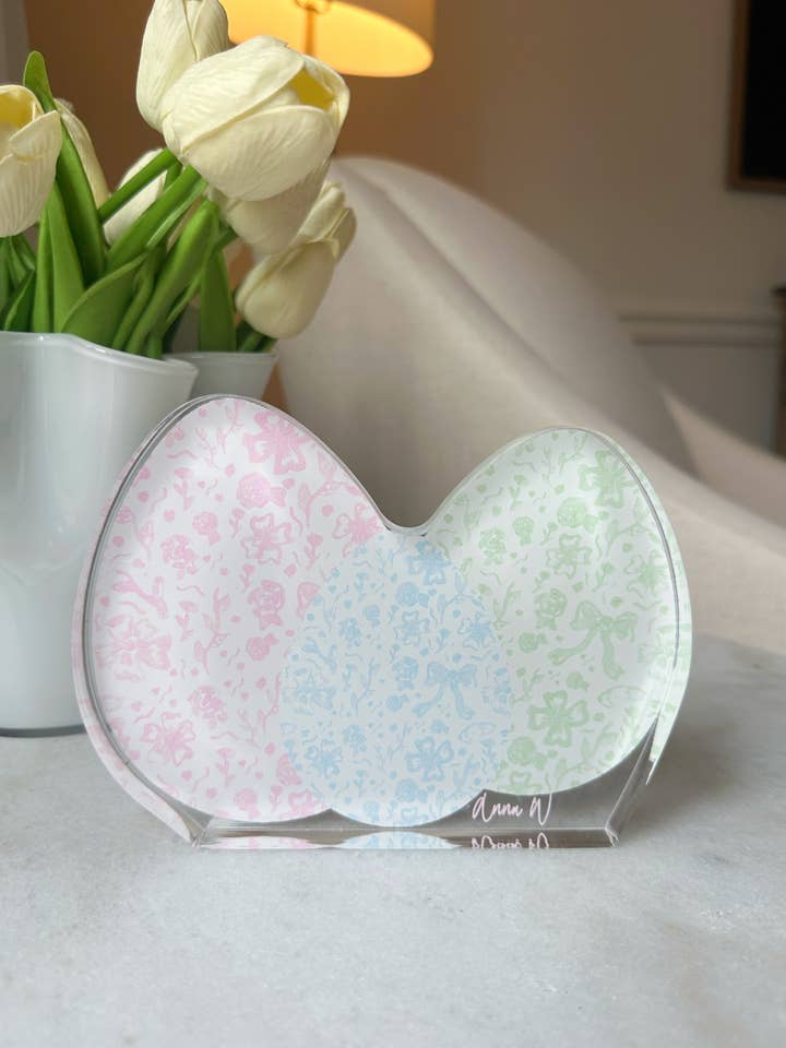 Chinoiserie Eggs Acrylic Easter Block for wholesale by Anna Walding Art