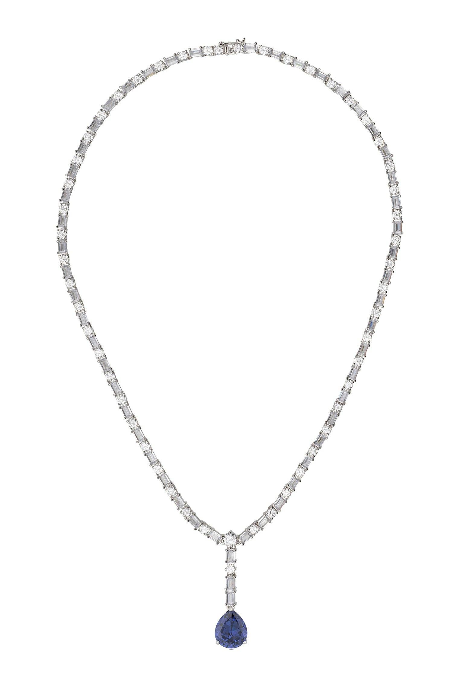 Latelita - Wholesale Pendant/Charm Necklace - Claudette Statement Necklace Silver Tanzanite2