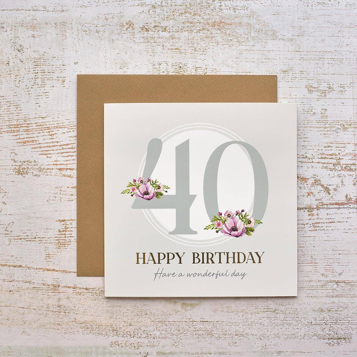 Langs - Wholesale Birthday Card - Celebrations 40th Birthday With Flowers Gold Foil Card0