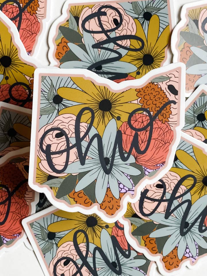 Bloemen Ohio sticker voor wholesale door Detty Designs