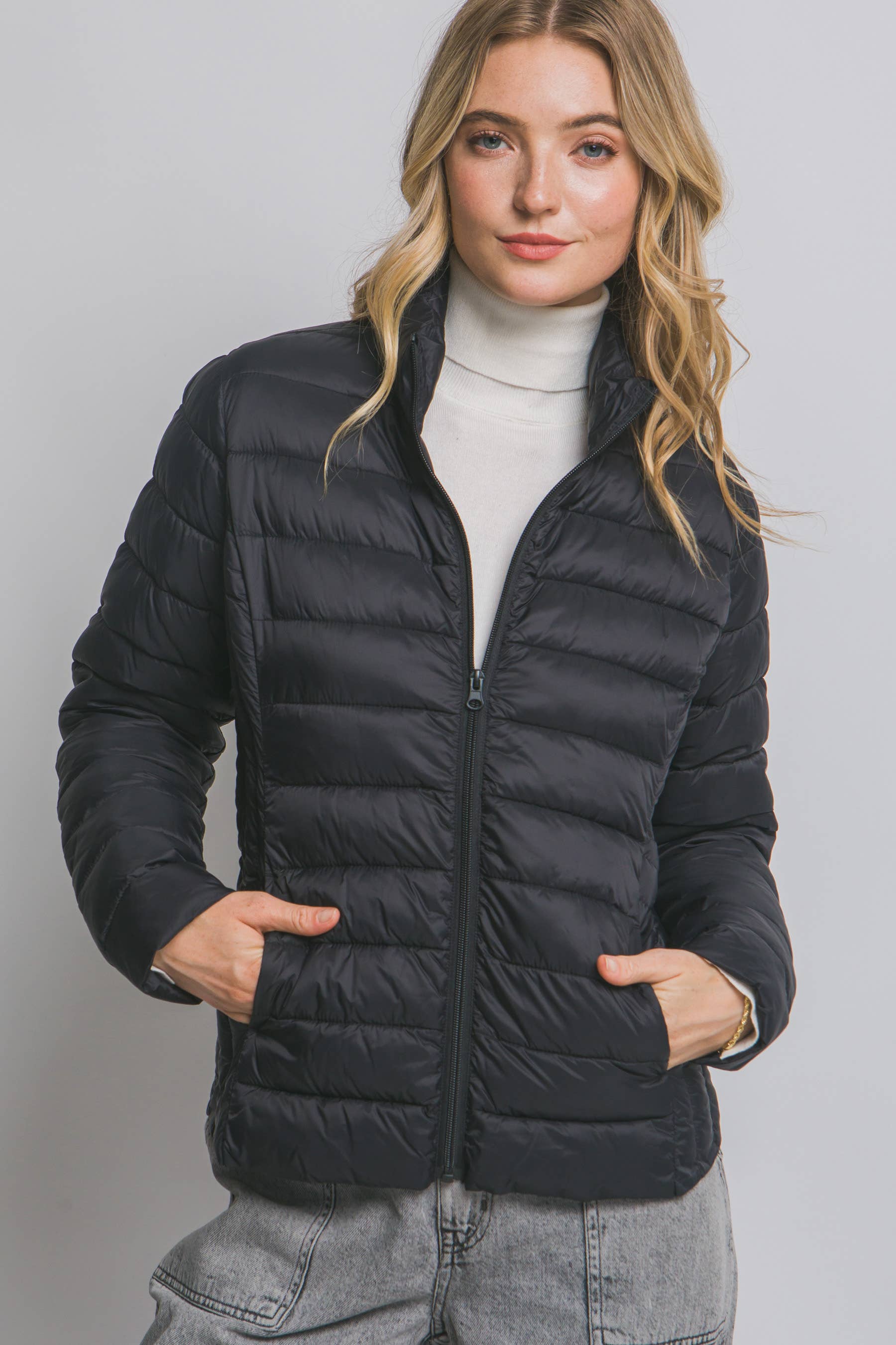 Peace Love Line - Wholesale Puffer Jacket - Women's - PL4300 - LT WEIGHT LONG SLEEVE PUFFER JACKET2