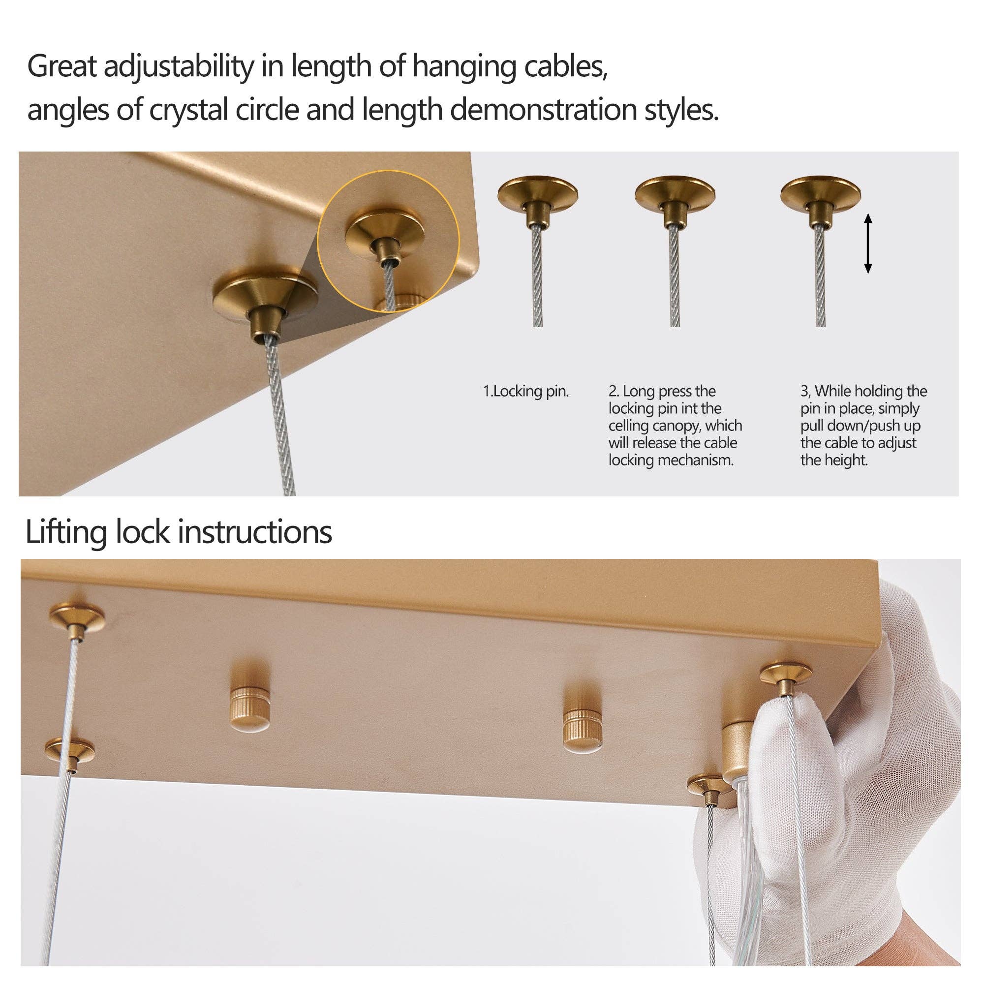 39F Inc. - Wholesale Chandelier/Hanging Light - 39"Modern Golden Pendant Light ＆ Cascading Crystal Strands10