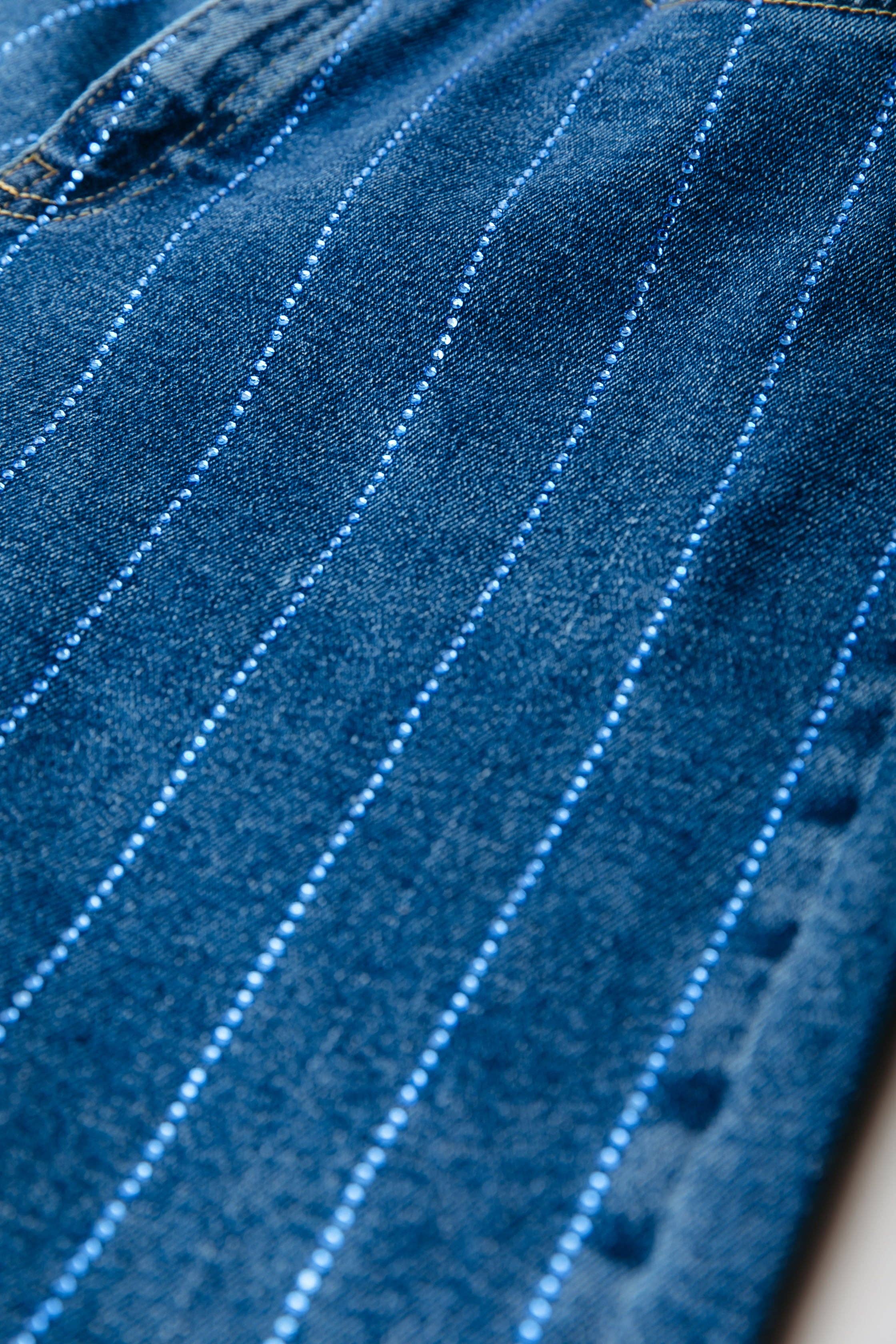 Gaias Rhinestones High Rise Denim | Dark blue denim for wholesale on Faire5