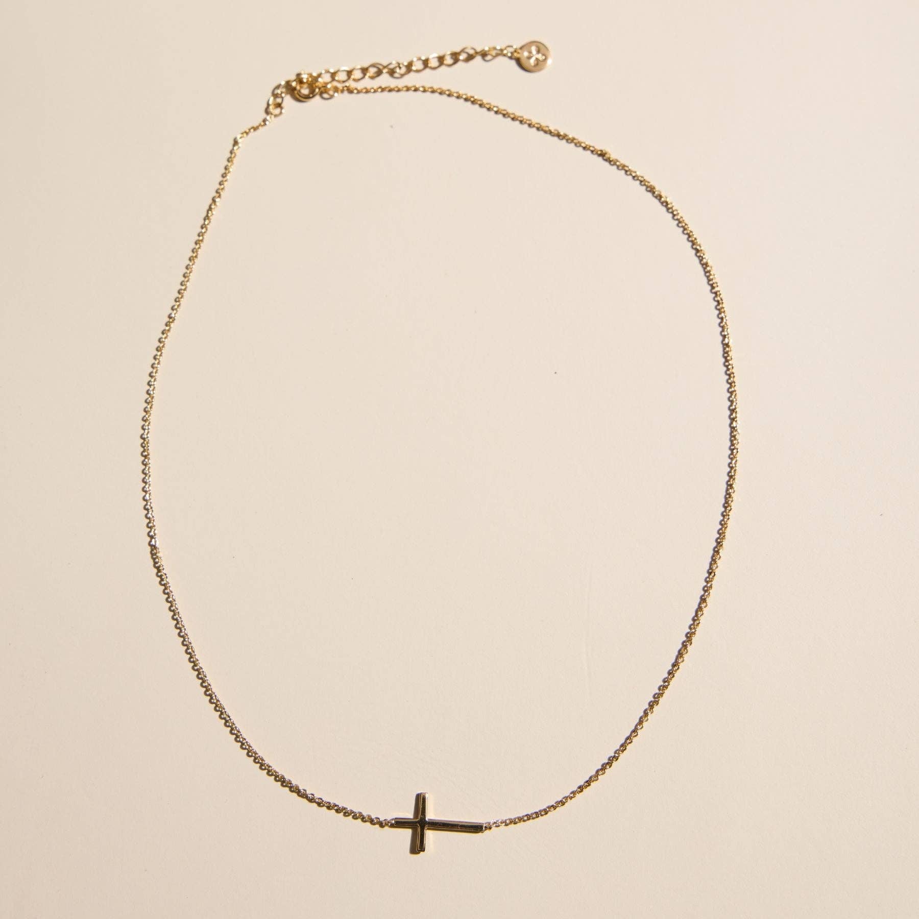 Nickel and Suede - Wholesale Pendant/Charm Necklace - Gold Sideways Cross Necklace5