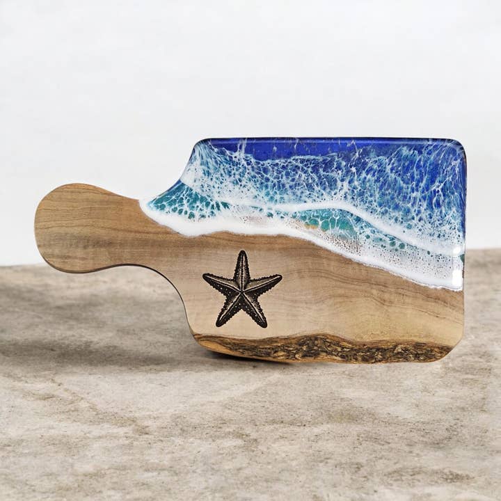 Starfish Olivewood Resin Art Functional Charcuterie & Decor for wholesale by Gulf Coast Custom