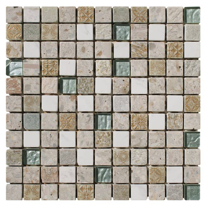 Sand Dome 1x1 Stone and Glass Square Mosaic Blend for wholesale by Intrend Tile