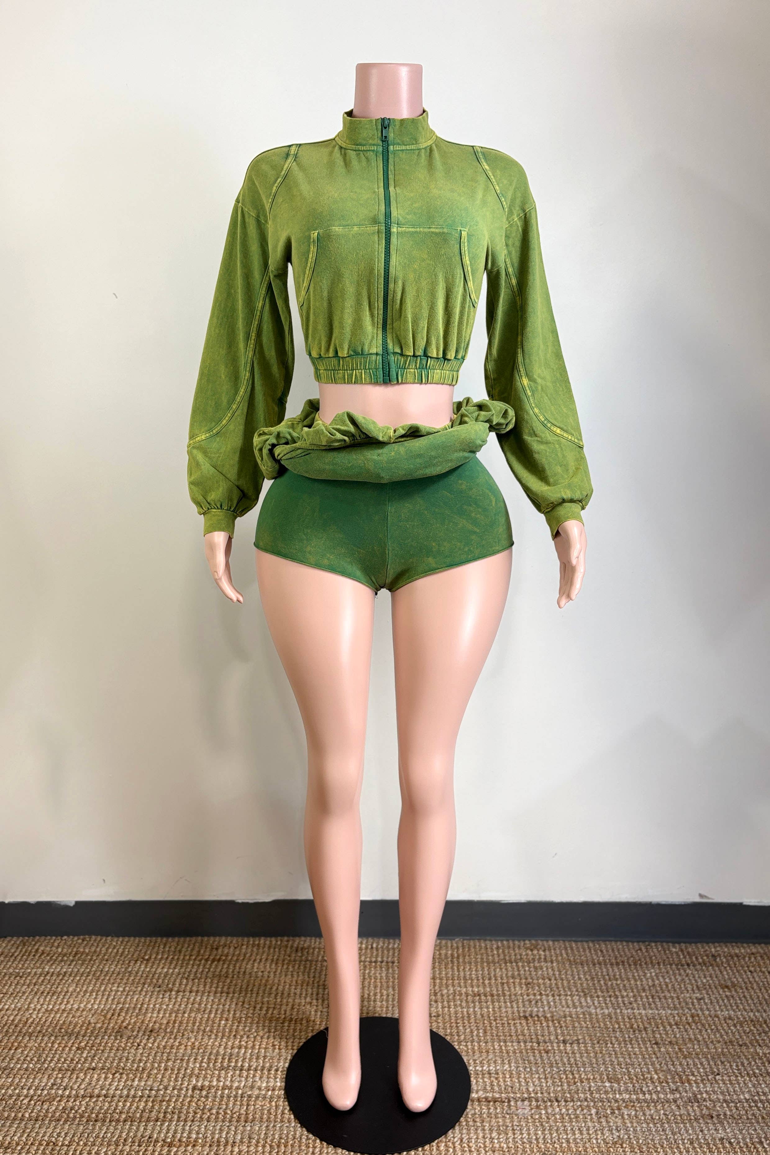 Dalia Studio – wholesale Top & skirt set – Women's – MINERAL WASH ZIP-UP JACKET & BUBBLE SKIRT SET10