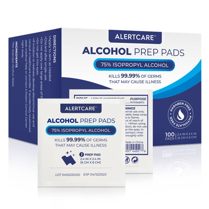 Vastmedic – wholesale Första hjälpen-kit – AlertCare 75% alkohol Prep Pads 2,4 x 2,4 tum (100 PC)
