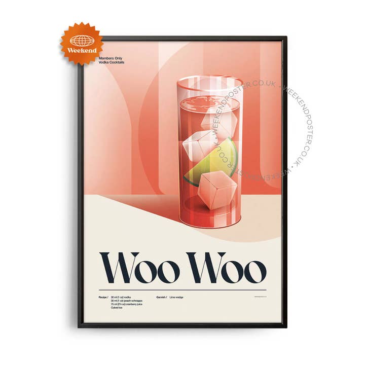 Mid-Century Retro Woo Woo Cocktail Poster for wholesale by Weekend Concept