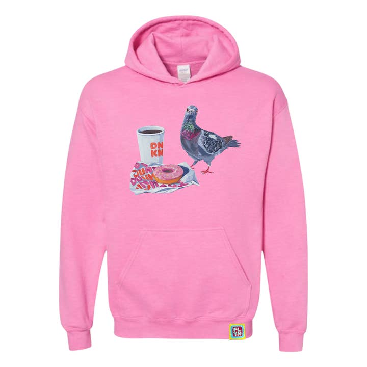 Pigeons run on Donuts Adult Pink Sweatshirt Hoodie for wholesale by FLYN