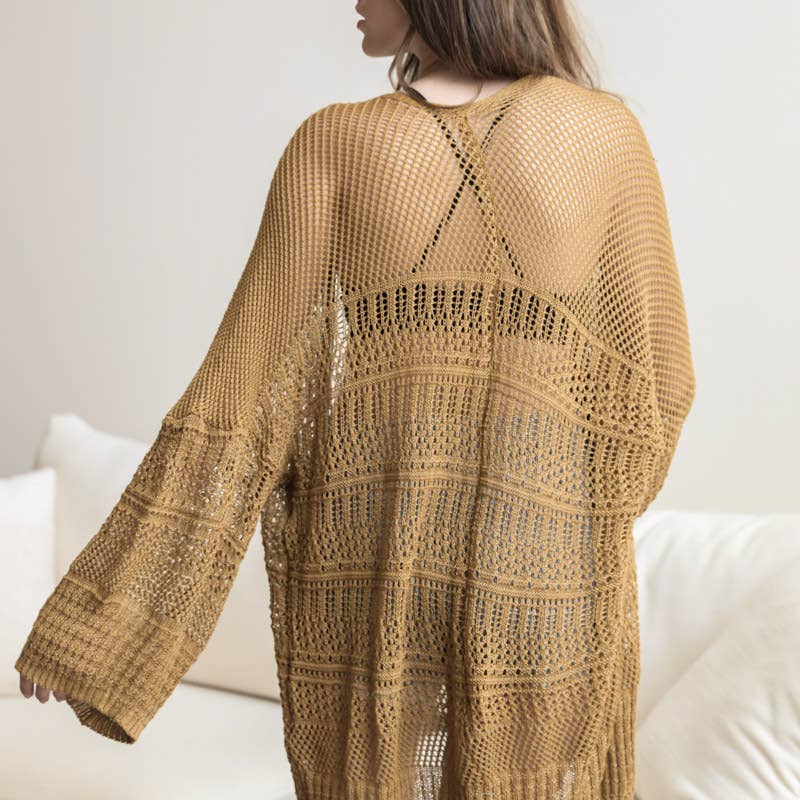 Wholesale Popcorn Knit Short Sleeve Cardigan Mustard for your