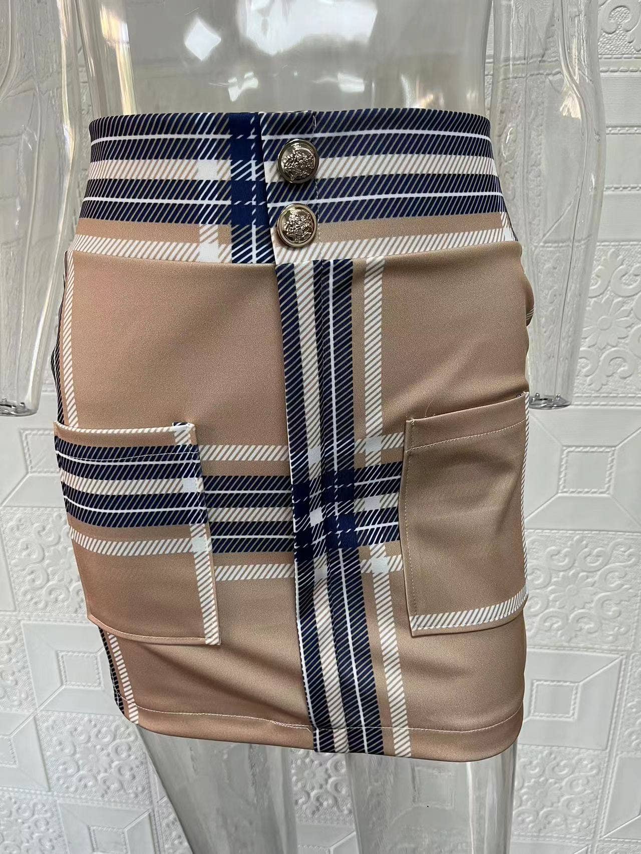 Lily Clothing - Vente Ensemble haut et jupe - Femme - Veste de costume à manches bouffantes imprimée à la mode24