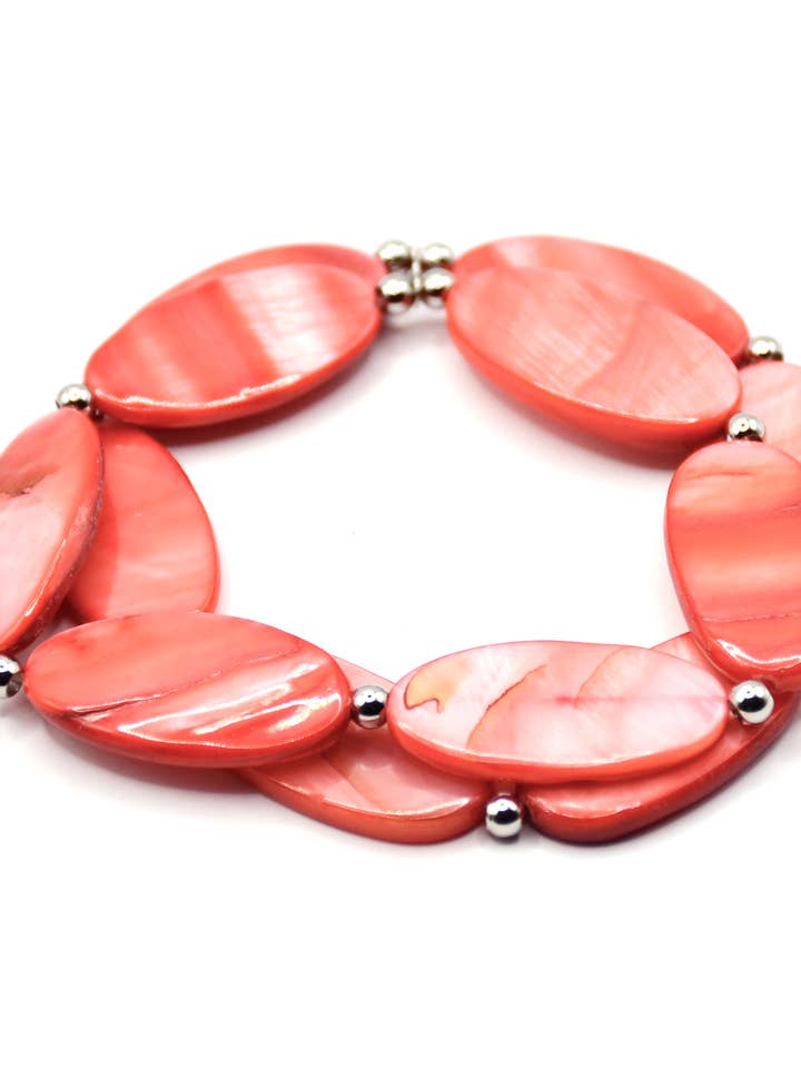 Bracciale Ovale Corallo Due Fili Mop per la vendita all'ingrosso da parte di Sea Lily