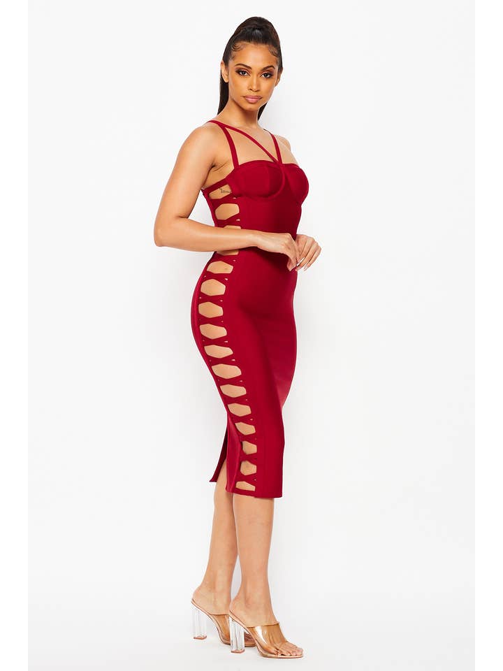 RIVIR - Wholesale Dress - Women's - BANDAGE BODYCON DRESS-AS344D