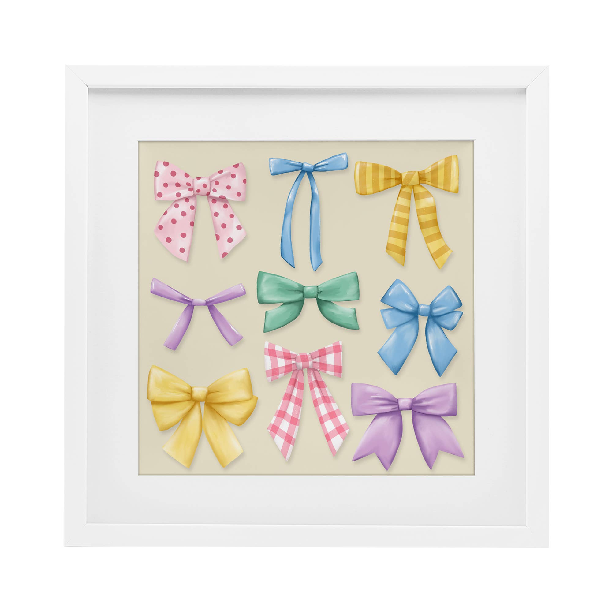 Stupell Industries - Wholesale Wall Sign - Pretty Bows Differing Patterns - Print Under Glass Wall Art12