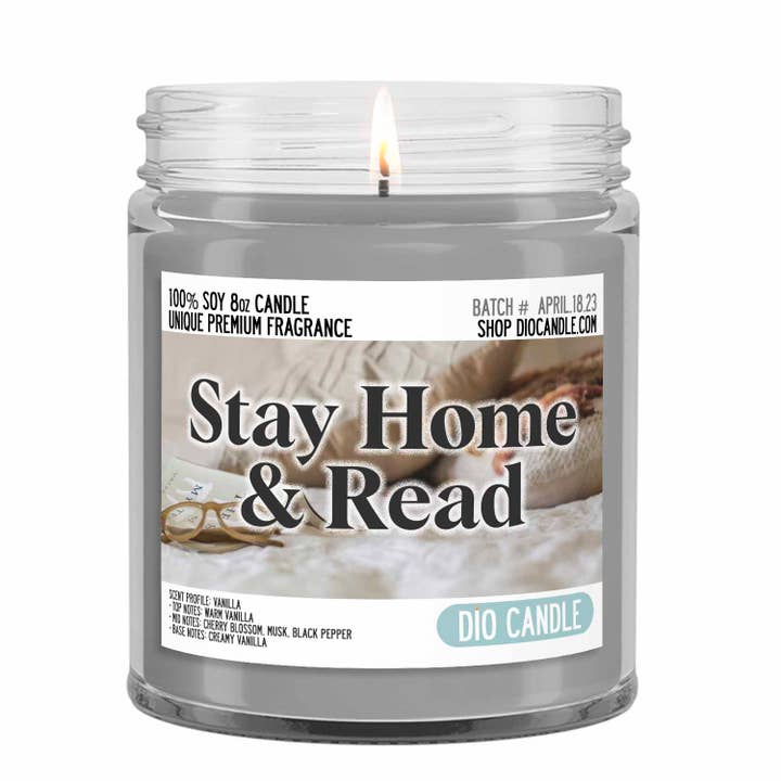 Stay Home and Read Candle for wholesale by Dio Candle Company