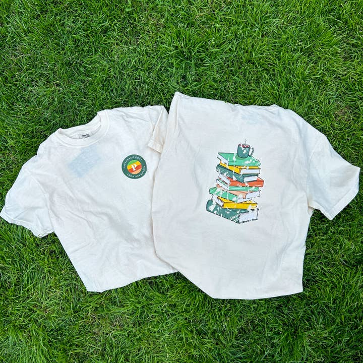 The Pb Post Book Stack Tee for wholesale by Paperback Post