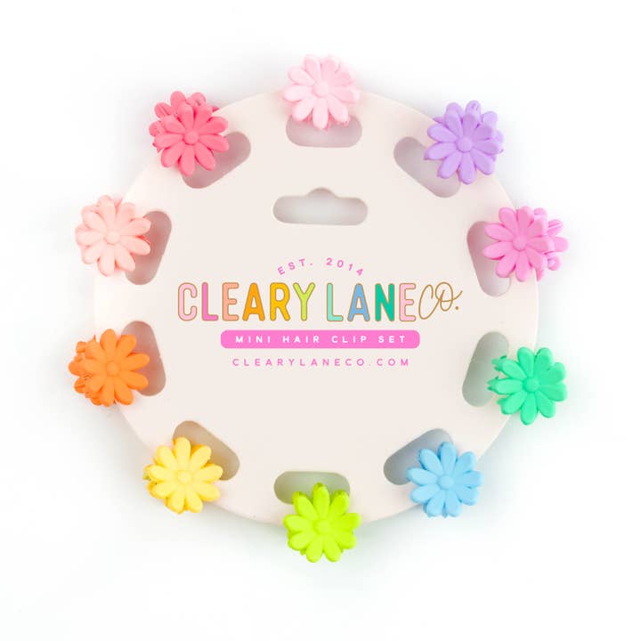 Mini set di fermagli per capelli con fiori arcobaleno per la vendita all'ingrosso da parte di Cleary Lane