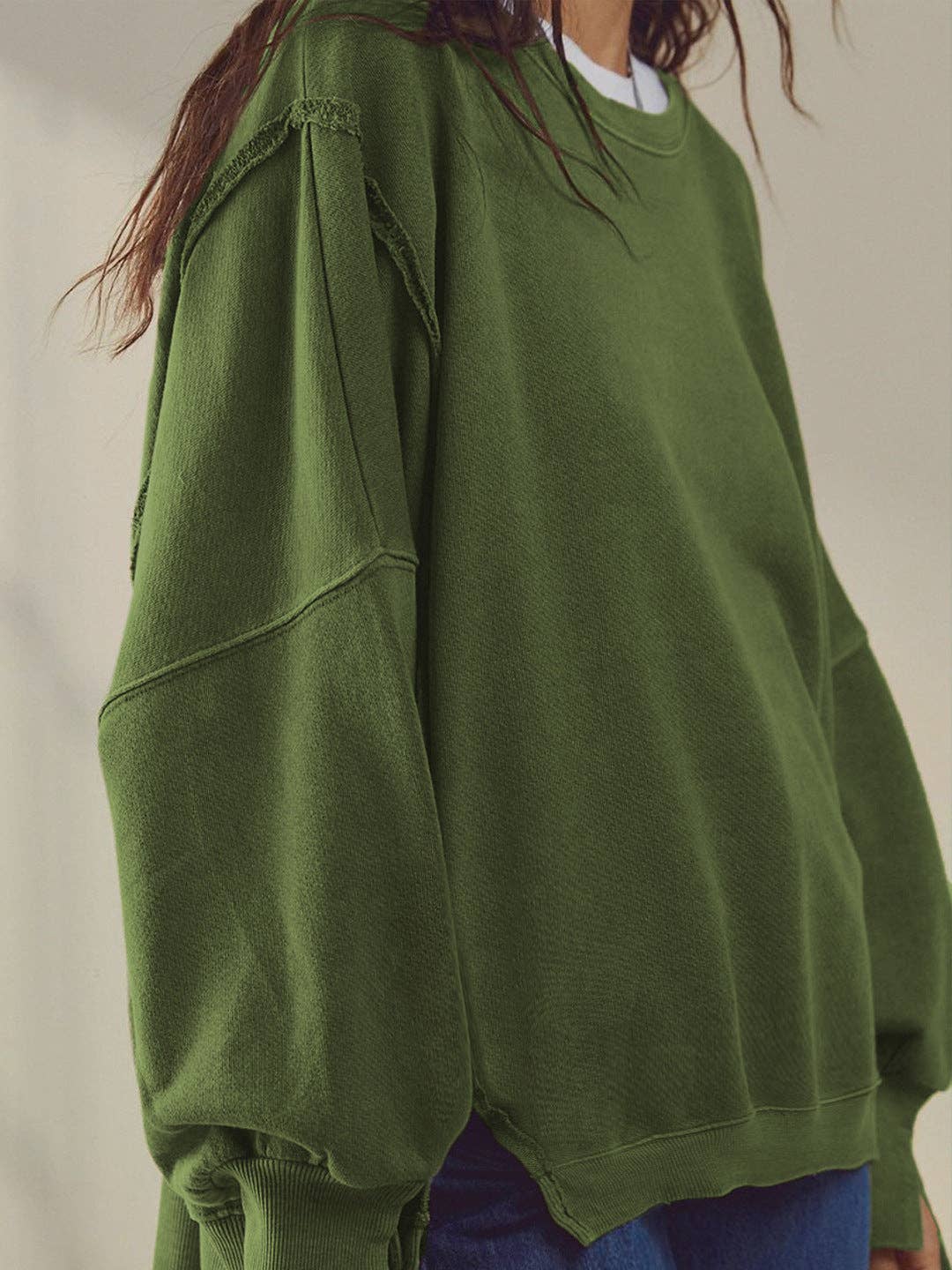 Dipped Shop – wholesale Sweatshirt – Women's – Oversize Solid Color Crew Neck Sweatshirt DP25E5752