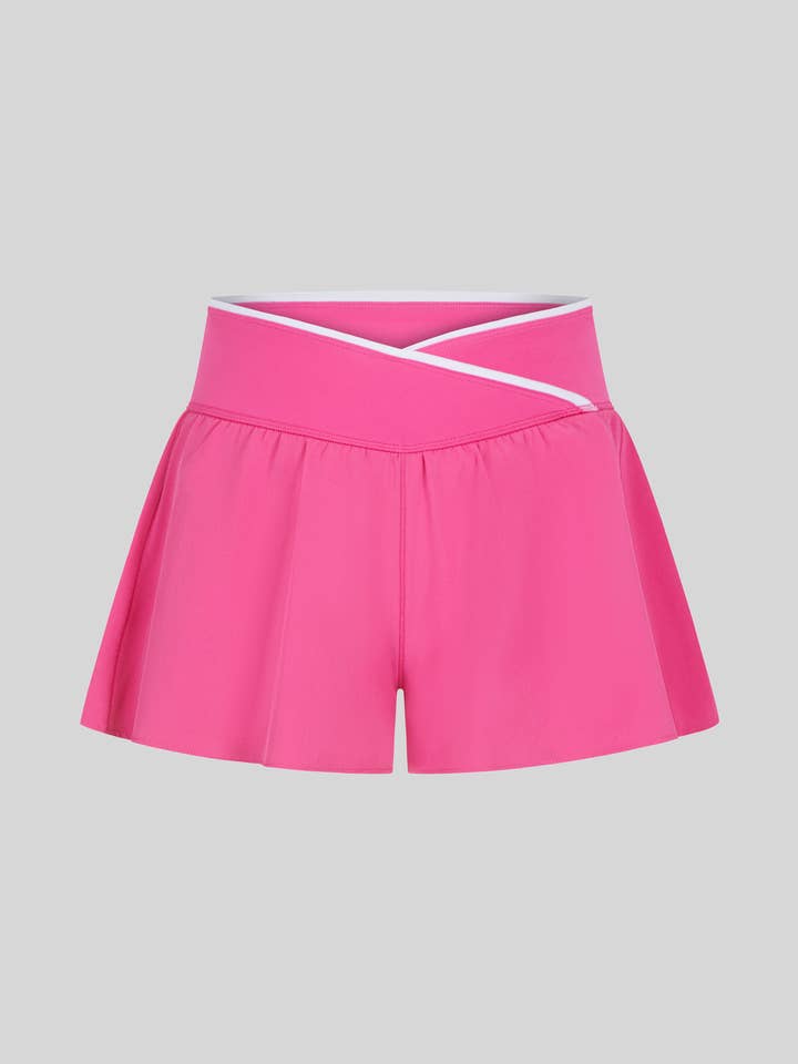 90 Degree by Reflex & Yogalicious - Wholesale Athletic Shorts - Kids - Girls Lightstreme Crossover Criss Cross Everyday Shorts1