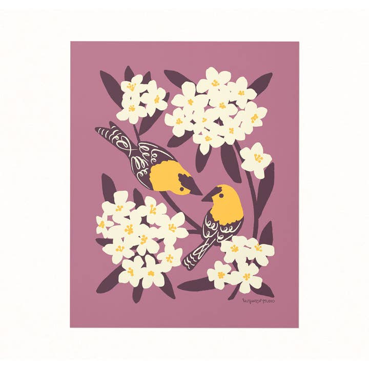 Nuthatch Studio - Wholesale Art Print - Goldfinches & Oleander Art Print1